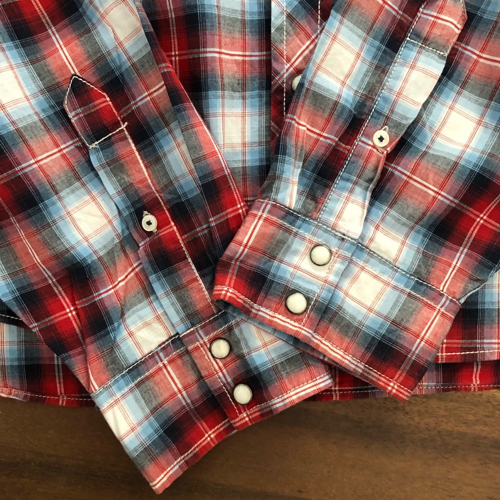 American Eagle Fall Plaid Snap Front Button Down - image 5